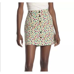 J.Crew Mercantile Floral Front Button Up Denim Mini Skirt With Pockets Size 6